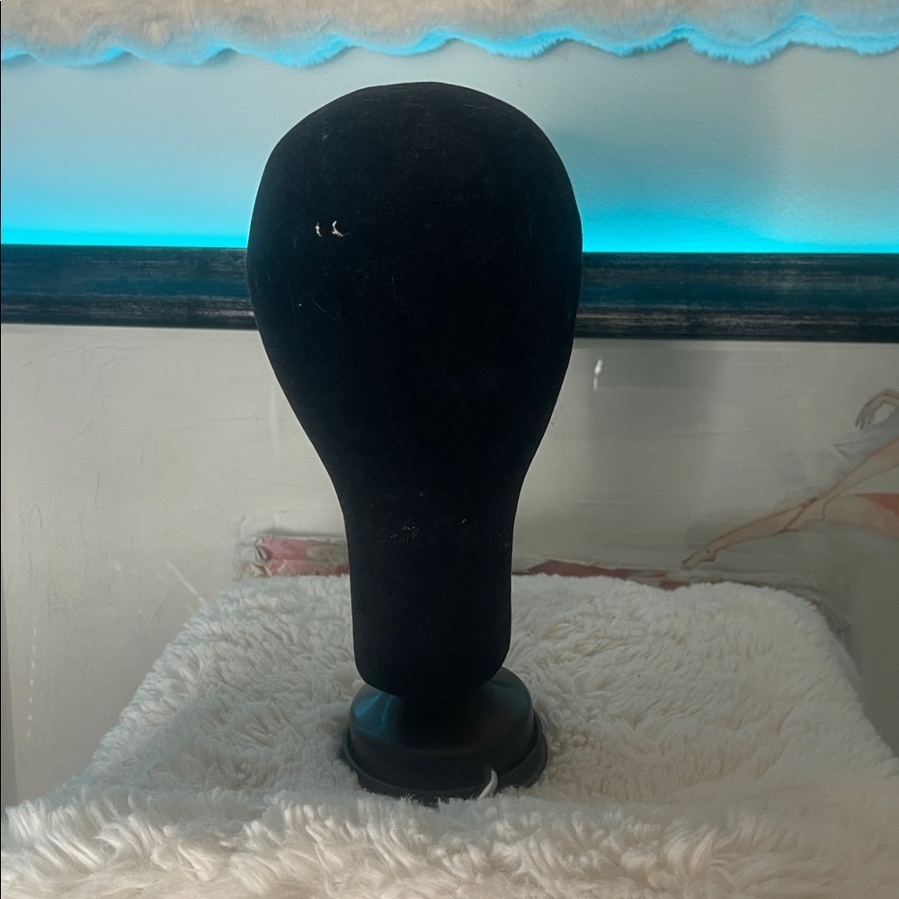 Black Velvet styrofoam Mannequin Head for display . Preowned - Picture 4 of 8